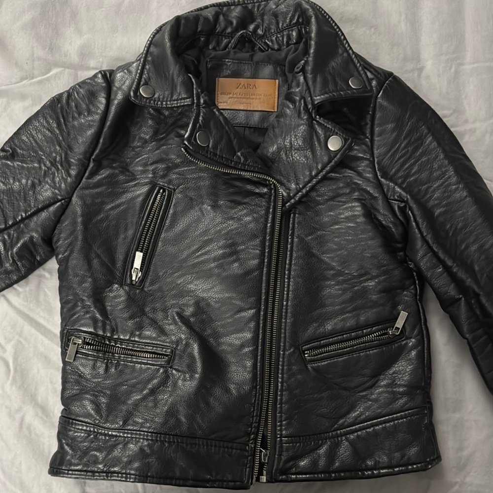Zara Kids Black Leather Jacket - Picture 1 of 5